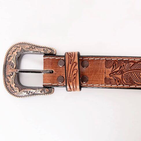 HILASON Western Genuine Leather Belt for Men Women Cowboy Cowgirl Handmade Unisex Full Grain Heavy Duty Tooled Beaded in Saudi Arabia