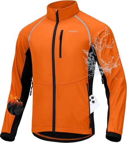 Bikewa Men's Winter Cycling Jackets Thermal Warm Water Resistant Running Bike Softshell Windproof Windbreaker in Kuwait