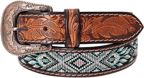 HILASON Western Genuine Leather Belt for Men Women Cowboy Cowgirl Handmade Unisex Full Grain Heavy Duty Tooled Beaded in Saudi Arabia