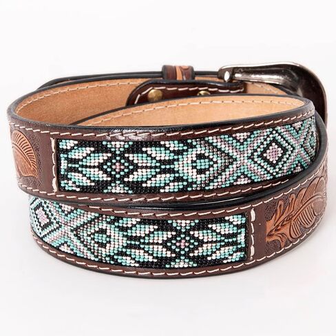 HILASON Western Genuine Leather Belt for Men Women Cowboy Cowgirl Handmade Unisex Full Grain Heavy Duty Tooled Beaded in Saudi Arabia