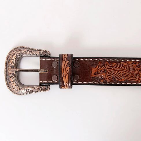 HILASON Western Genuine Leather Belt for Men Women Cowboy Cowgirl Handmade Unisex Full Grain Heavy Duty Tooled Beaded in Saudi Arabia