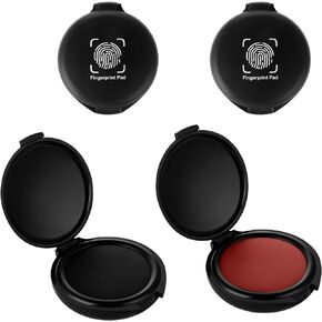 2 Pcs Fingerprint Ink Pad for Notary Supplies, Black Red Ink Pad for Office Identifications Security Notary Law Enforcement Supplies Finger Print Kit Stamp Pad