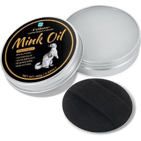 Mink Oil Premium Leather Conditioner and Cleaner 3.5 oz - All-Natural Waterproofing for Leather Boots and Purse (Includes Sponge)