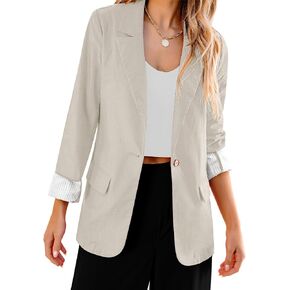 luvamia Blazers for Women Business Casual Dressy Work Fashion Lightweight Spring Summer Linen Unlined 2024 Suit Jackets