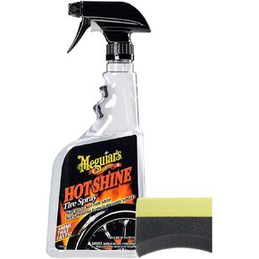 Meguiar's Hot Shine High Gloss Tire Spray (24 oz.) Bundle with 1 Applicator Pad (2 Items)