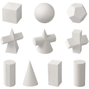 Art Crafts 3D Gypsum Geometry Sketch Basic Form Learning Tools 2inch Mini Resin Geometry Mold Sketch Classic Sculpture for Home Decor and Drawing Practice Fashion 10PCS