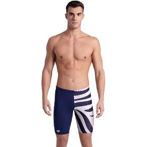 ARENA Performance Men's Multi Stripes Swim Jammer MaxLife Knee-Length Swimsuit Competitive Swimmers Pool Training Swimwear