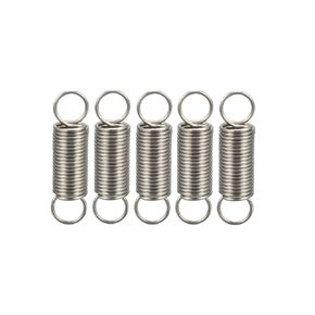 uxcell Extended Tension Spring Wire Diameter 0.02" , OD 0.2" , Free Length 0.59" Stainless Steel Small Dual Hook Tension Spring for Machinery Construction Industrial 5pcs