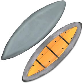 Kayak Cover Heavy Duty 420D Dust Cover Waterproof&UV Protection Kayak Cover for Outdoor Storage (10.2-11.5FT/3.1-3.5m, Grey)