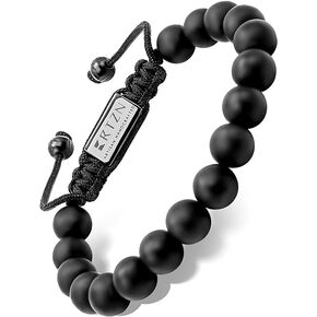 RTZN® Black Onyx Bracelet for Men – Premium Artisan Handcrafted Authentic Matte Black Bead Bracelet for Men – 9MM Adjustable Mens Beaded Bracelets (Havana)
