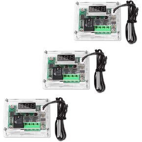 AITRIP 3PCS W1209 12V DC Digital Temperature Controller Board with 10A One-channel Relay and Waterproof Micro Digital Thermostat -50-110°C Electronic Temperature Temp Control Module Switch (With Case)