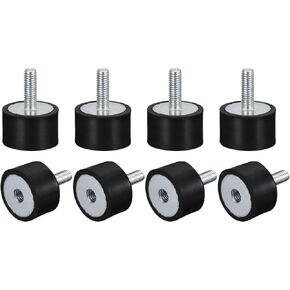uxcell Rubber Mounts 8pcs M6 Male/Female Vibration Isolator Shock Absorber, for Garage Motor Air Compressor Car Boat Bobbins, D25mmxH15mm