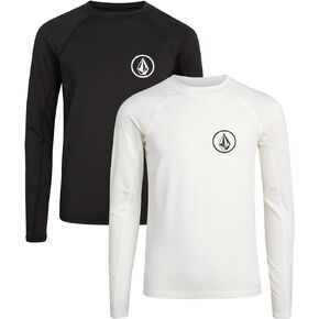 Volcom Boys' Rash Guard Shirts - 2 Pack UPF 50+ Quick Dry Long Sleeve Sun Protection Shirts - Kids Swimwear T-Shirt (8-16)