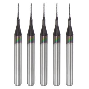 uxcell End Mill CNC Router Bits, 0.5mm x 4mm 1/8" Shank Diamond Film Coated Carbide Engraving Bit Milling Cutter Right Hand for PCB Plastic Fiber Wood 5pcs