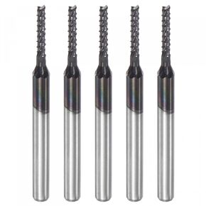 uxcell End Mill CNC Router Bits, 0.5mm x 4mm 1/8" Shank Diamond Film Coated Carbide Engraving Bit Milling Cutter Right Hand for PCB Plastic Fiber Wood 5pcs