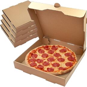 Pizza Boxes 10 x 10 x 1.75 Inches (15 Pack) | Kraft Corrugated Cardboard Pizza Boxes | Keep Your Pizzas Hot & Steamy