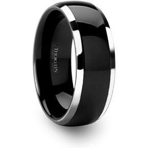 CARRERA Domed Black Ceramic and Tungsten Wedding Band - 6mm - 10mm