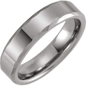 Sonia Jewels 6mm Faceted Beveled Edge Wedding Band