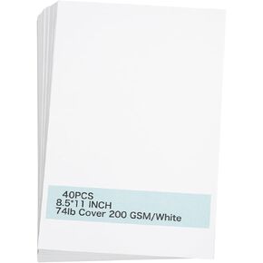 40 Pieces 8.5" x 11" White Cardstock, Heavyweight Cardstock Sheets Blank Invitation Paper Greeting Cards Printable, 74lb Cover 200 GSM/White