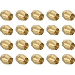 PATIKIL 1/8" ID Compression Sleeve Ferrules, 20 Pack Brass Sleeve Ferrules Compression Fitting Assortment Kit for Water Oil Air Pipe