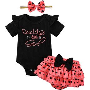 Baby Girl Daddy's Little Girl Outfit Infant Girl Summer Outfit Baby Heart Pattern Skirt Set