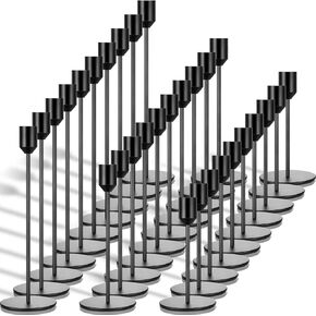 Tioncy 30 Pcs Candlestick Holders Bulk 5.7"/7.7"/9.7" Tall, Metal Taper Candle Holders fit 0.75 Inch Thick Pillar Candle Stick Elegant Decor for Table Centerpiece Wedding Party(Black)