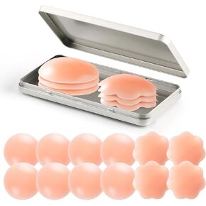 Nipple Covers 6 Pairs for Women, Women's Reusable Adhesive Invisible Pasties Nippleless Covers