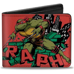 Buckle-Down Nickelodeon Wallet, Bifold, Teenage Mutant Ninja Turtles Raph Action Pose Red, Vegan Leather