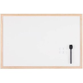 Mastervision Magnetic Dry Erase White Board, 24" x 36", Pine Wood Frame, Wall Mount Kit Included