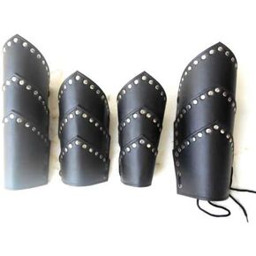 NauticalMart Medieval Gothic Leather ARM Guard & Leg Guard Fully Wearable Adjustable Role Playing Armor Costume