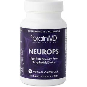Dr Amen BrainMD NeuroPS - 30 Capsules - 150 mg PhosphatidylSerine - Promotes Mental Focus, Energy & Memory - Gluten Free - 30 Servings