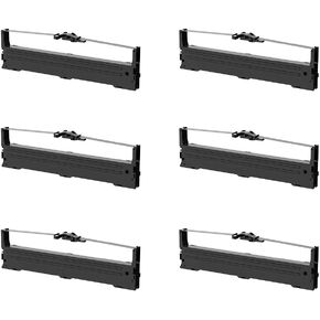 Bigger Compatible Printer Ribbon for Epson FX 890 / 890N, LQ 590, S015329 Ink Ribbon, Black, 6 Pack