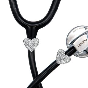 2 Pack Spark Bling Love Heart Stethoscope Charms, Custom Stethoscope Id Name Tag Charm, Silvery RN Nurse Stethoscope Charm for Littman and More (Silvery)