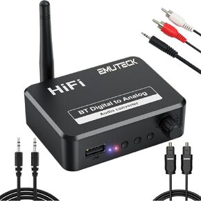 192kHz Digital to Analog Audio Converter DAC Optical Toslink SPDIF to L/R RCA AUX 3.5mm Jack Adapter, Bluetooth Receiver, USB MP3 Player, Adjustable Volume for TV PS3 PS4 Xbox DVD Home Stereo in Kuwait