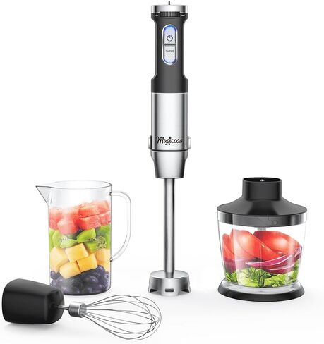 Immersion Stick Hand Blender - Variable Speeds & Turbo Function, 800W Powerful Motor, For Shakes & Smoothies, Baby Food & Soup, Whisk, 800ml Beaker, 500ml Chopper Bowl, For Home Use in Saudi Arabia
