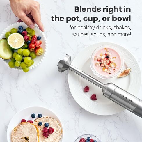 خلاط يدوي من Elite Gourmet EHB1062 بسرعات متغيرة وبسرعة 500 واط مع توربو وشفرات من الفولاذ المقاوم للصدأ وخلاط عصا يمكن التحكم فيه بالضغط والصلصات والحساء والعصائر وأغذية الأطفال والفولاذ المقاوم للصدأ in Saudi Arabia