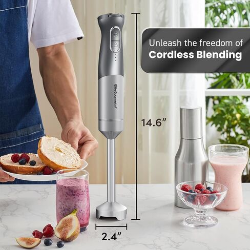 خلاط يدوي من Elite Gourmet EHB1062 بسرعات متغيرة وبسرعة 500 واط مع توربو وشفرات من الفولاذ المقاوم للصدأ وخلاط عصا يمكن التحكم فيه بالضغط والصلصات والحساء والعصائر وأغذية الأطفال والفولاذ المقاوم للصدأ in Saudi Arabia