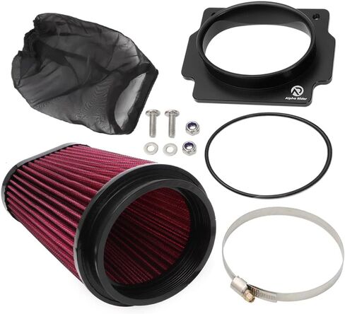 مجموعة استبدال مدخل فلتر هواء المحرك Motoparty لـ Yamaha Banshee 350 YFZ350 YFZ350SE YFZ350SP YFZ350LE 1987-2006 مع محول حامل وغطاء فلتر الهواء (أسود) in Saudi Arabia