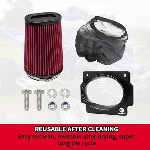 مجموعة استبدال مدخل فلتر هواء المحرك Motoparty لـ Yamaha Banshee 350 YFZ350 YFZ350SE YFZ350SP YFZ350LE 1987-2006 مع محول حامل وغطاء فلتر الهواء (أسود) in Saudi Arabia