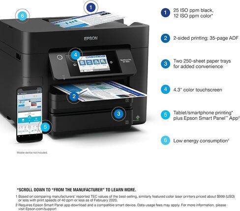 Epson® Workforce® Pro WF-4820 Wireless Color Inkjet All-In-One Printer, Black, Large in Saudi Arabia