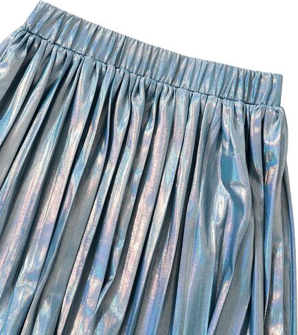 Verdusa Toddler Girl's Metallic Shiny Elastic Waist Pleated A Line Short Skirt in Saudi Arabia