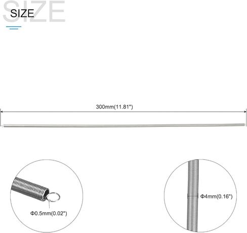 Extension Spring (0.4x4x300mm/0.016"x0.16"x11.81") 2Pcs, Stainless Steel Tension Spring Wire - for Home Repair Construction Machinery in Kuwait
