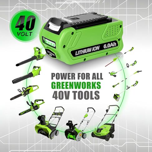 بطارية ليثيوم أيون 40 فولت 6.0 أمبير لاستبدال بطارية Greenworks 40 فولت 40 فولت G-MAX 29462 29252 20202 22262 25312 25322 20642 22272 27062 21242 بطارية أداة لاسلكية in Kuwait