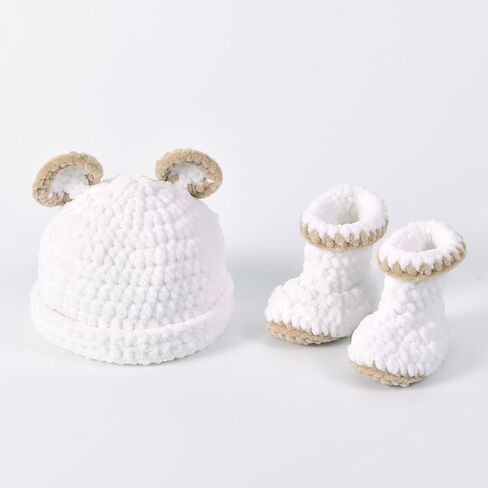 Beginner's Crochet Kit - Create Velvet Baby Bear Beanie & Booties | Knitting Kit for Beginners in Saudi Arabia