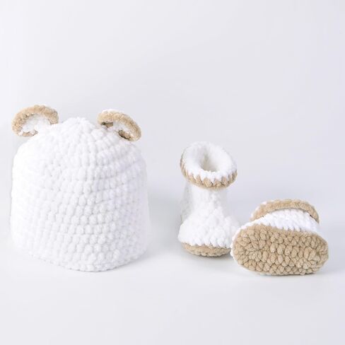 Beginner's Crochet Kit - Create Velvet Baby Bear Beanie & Booties | Knitting Kit for Beginners in Saudi Arabia