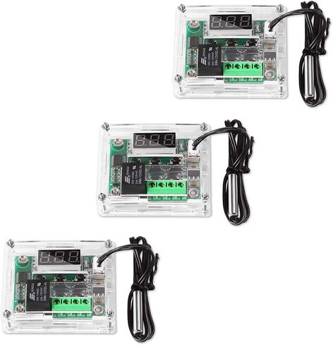 AITRIP 3PCS W1209 12V DC Digital Temperature Controller Board with 10A One-channel Relay and Waterproof Micro Digital Thermostat -50-110°C Electronic Temperature Temp Control Module Switch (With Case) in Saudi Arabia