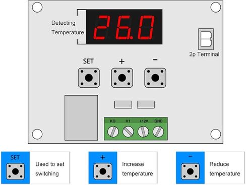 AITRIP 3PCS W1209 12V DC Digital Temperature Controller Board with 10A One-channel Relay and Waterproof Micro Digital Thermostat -50-110°C Electronic Temperature Temp Control Module Switch (With Case) in Saudi Arabia
