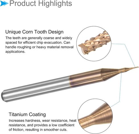 Corn End Mill, 0.3mm Cutting Diameter 3.175mm 1/8" Shank, Ti-Coated Solid Carbide CNC Router Bit Milling Tool - (Applications: for PCB Wood Plastic) in Saudi Arabia