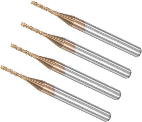 Corn End Mills, 1.1mm Cutting Diameter 3.175mm 1/8" Shank, Ti-Coated Solid Carbide CNC Router Bits Milling Tools - (Applications: for PCB Wood Plastic), 4-Pieces in Saudi Arabia