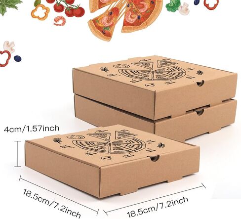 Lainrrew Pizza Boxes,15 Pack Kraft Pizza Boxes Corrugated Pizza Boxes, Pizza Takeout Boxes Food Delivery Boxes,Gift Packing Boxes Takeaway Mailing Shipping Storage Boxes,7.3x7.3x1.6 (Black) in Saudi Arabia